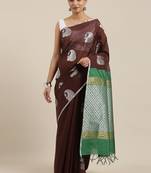 The Chennai Silks Brown Silk Cotton Saree With Running Blouse