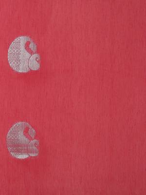 The Chennai Silks Red Silk Cotton Saree With Running Blouse 4
