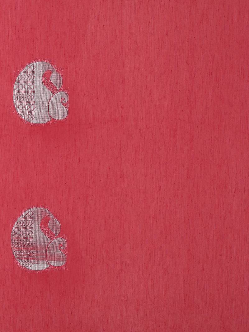 The Chennai Silks Red Silk Cotton Saree With Running Blouse