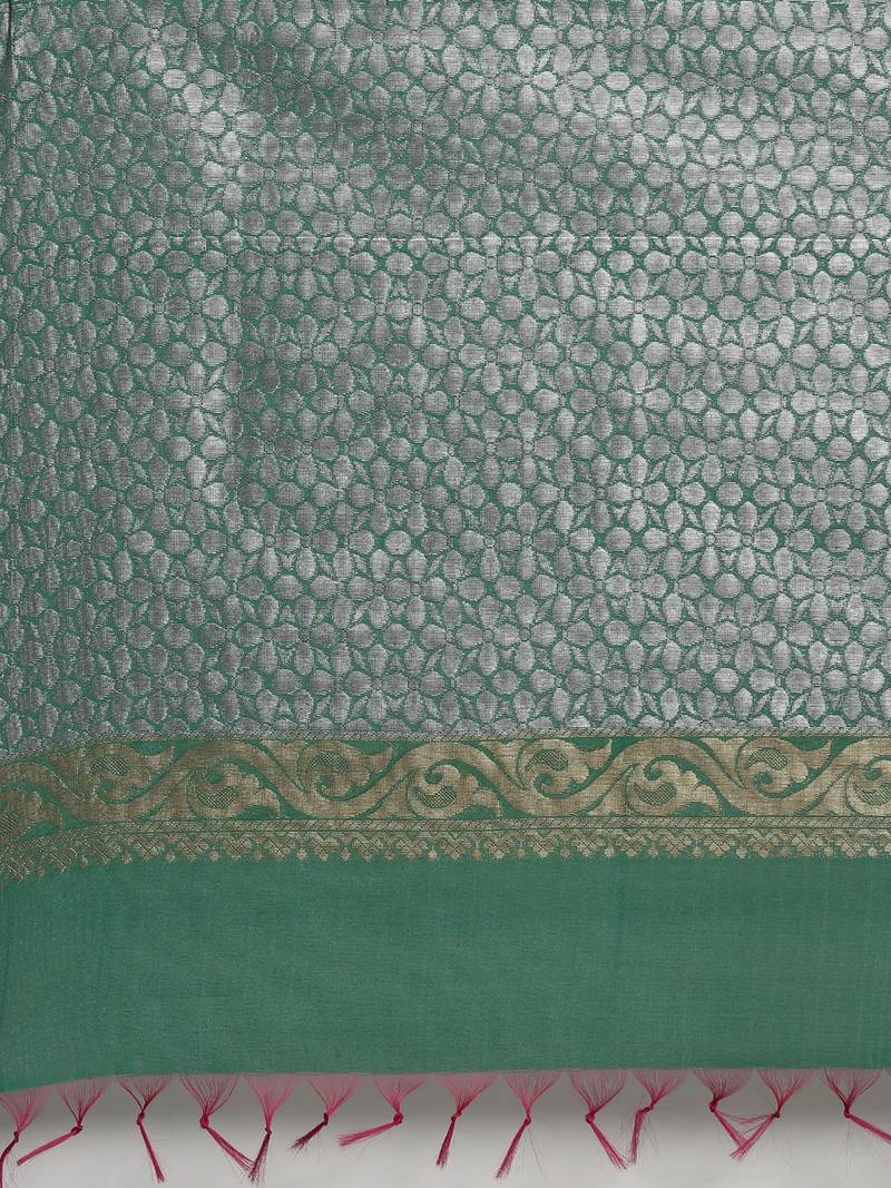 The Chennai Silks Red Silk Cotton Saree With Running Blouse