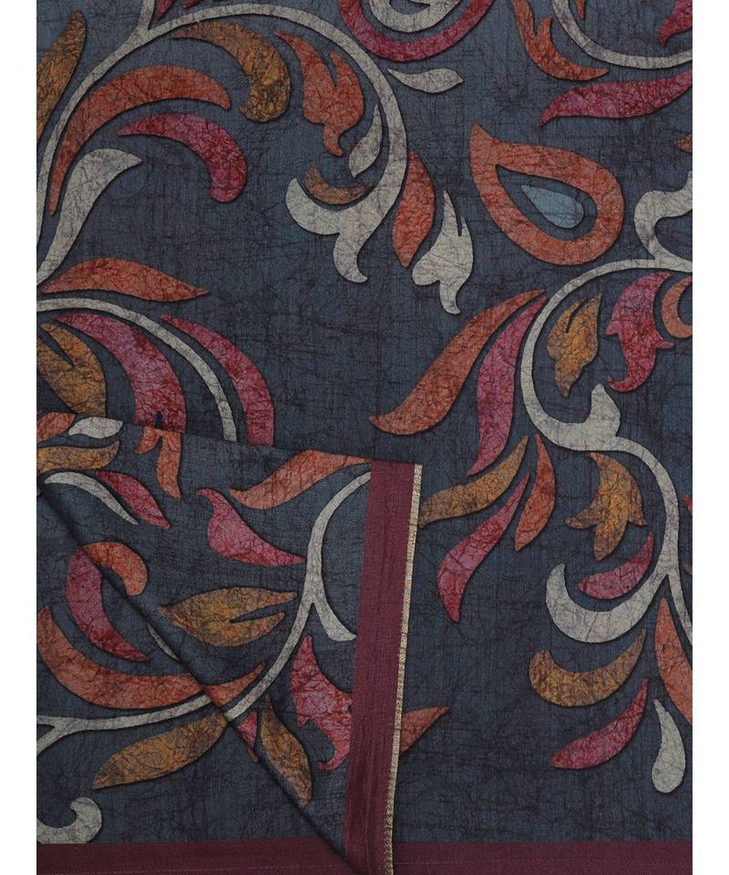 Angarika Blue Tussar Silk Traditional Saree with Contrast Border