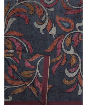 Angarika Blue Tussar Silk Traditional Saree with Contrast Border 5