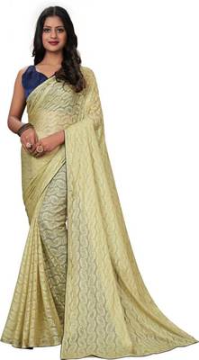 Beige Brasso Russel Net Designer Saree 1