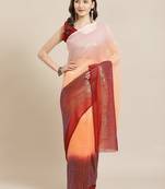 Orange & Maroon Embellished Ombre Sequence Saree