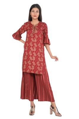 Red gota rayon salwar 1