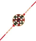 Gold Plated Ethnic Designer Pearl Kundan Rakhi  for Brother/Men 