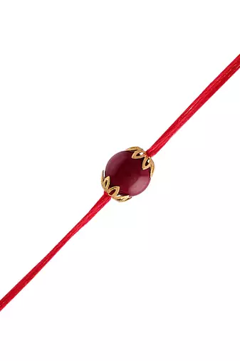 Gold Plated Ethnic Designer Maroon Pearl Rakhi  for Brother/Men (R009-R)