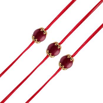 Gold Plated Ethnic Designer Maroon Pearl Rakhi  for Brother/Men (R009-3) (Pack of 3) 1