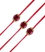 Gold Plated Ethnic Designer Maroon Pearl Rakhi  for Brother/Men (R009-3) (Pack of 3)