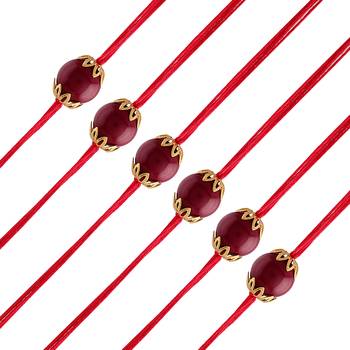 Gold Plated Ethnic Designer Maroon Pearl Rakhi  for Brother/Men (R009-6) (Pack of 6) 1