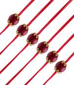Gold Plated Ethnic Designer Maroon Pearl Rakhi  for Brother/Men (R009-6) (Pack of 6)