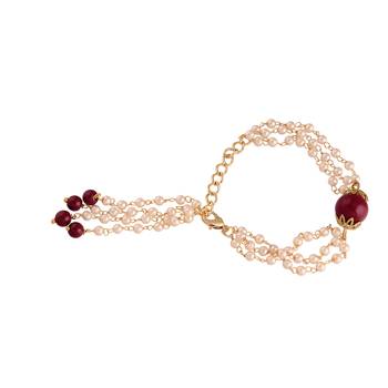 Designer White Pearl Lumba Rakhi For Bhabhi  2