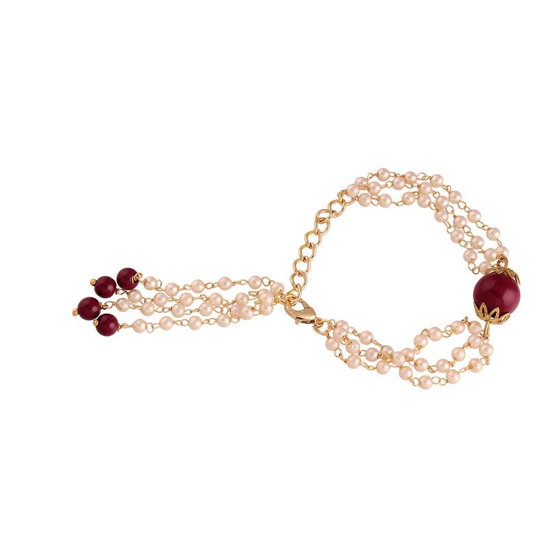 Designer White Pearl Lumba Rakhi For Bhabhi 