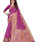 Light purple woven banarasi silk saree with blouse