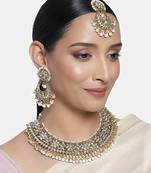 Traditional Handcrafted Faux Kundan & Pearl Studded Bridal Choker Necklace Jewellery Set