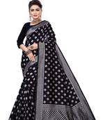 Black woven art silk sarees saree with blouse