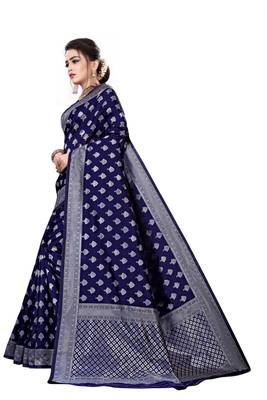 Blue woven art silk sarees saree with blouse 2