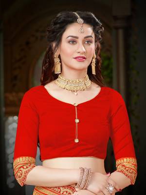 Orange embroidered chiffon saree with blouse 4