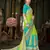 Green embroidered chiffon saree with blouse
