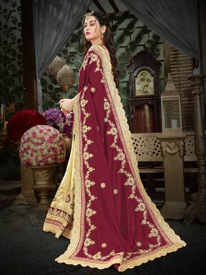 Maroon embroidered art silk saree with blouse 2
