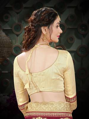 Maroon embroidered art silk saree with blouse 5