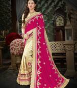 Pink embroidered art silk saree with blouse
