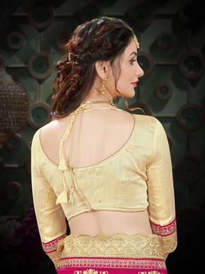 Pink embroidered art silk saree with blouse 5