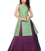Kids Pista Indo With Maroon Lehenga Choli For Girls 