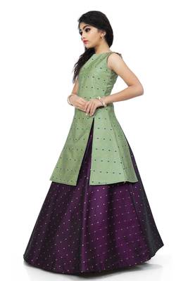 Kids Pista Indo With Maroon Lehenga Choli For Girls  2