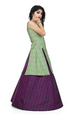 Kids Pista Indo With Maroon Lehenga Choli For Girls  3
