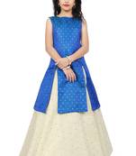 Kids Royal Blue Indo With Cream Lehenga Choli 