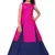 Kids Rani Pink Indo With Blue Plain Lehenga For Girls 