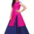 Kids Rani Pink Indo With Blue Plain Lehenga For Girls 