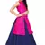 Kids Rani Pink Indo With Blue Plain Lehenga For Girls 