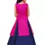 Kids Rani Pink Indo With Blue Plain Lehenga For Girls 