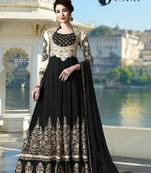 black embroidered georgette anarkali salwar kameez