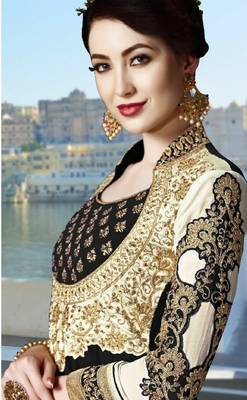 black embroidered georgette anarkali salwar kameez 2