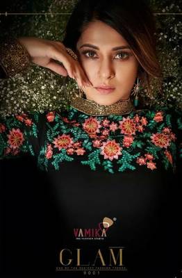 peach embroidered art silk readymade suits 2