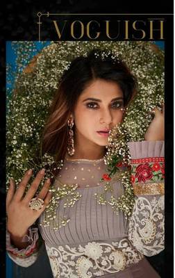 grey embroidered georgette readymade suits 2