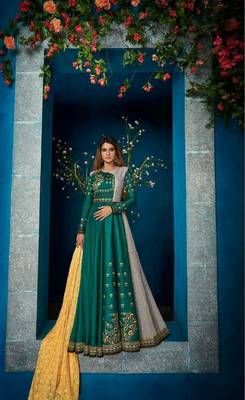 green embroidered georgette readymade suits 1