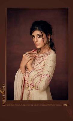 cream embroidered art silk readymade suits 2