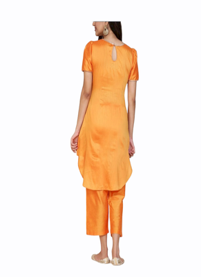 orange cotton long kurti set 2