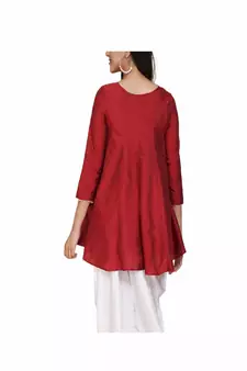 red silk kurti with dhoti pant set