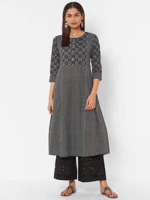 Black printed cotton ethnic-kurtis 1