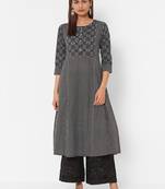 Black printed cotton ethnic-kurtis