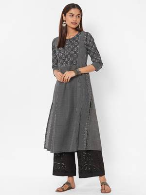 Black printed cotton ethnic-kurtis 2