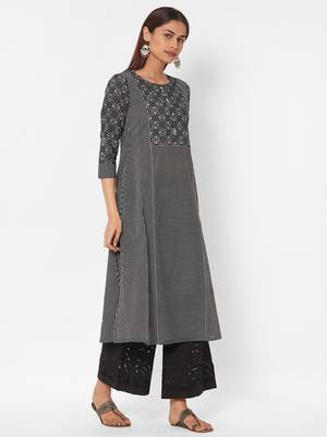 Black printed cotton ethnic-kurtis 3