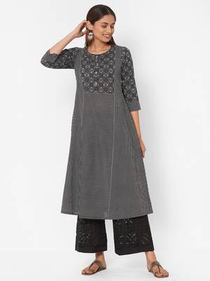 Black printed cotton ethnic-kurtis 5