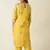 Hand embroidered yellow georgette kurta set