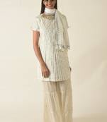 Lurex woven tiered sharara and gota kurti